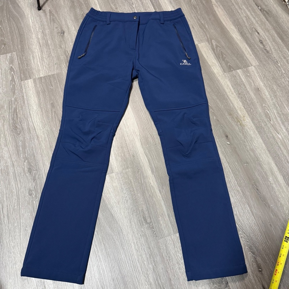 Camel Mens XL Blue Softshell Hiking Pants Outdoor Fleece Lined Zip Pocket